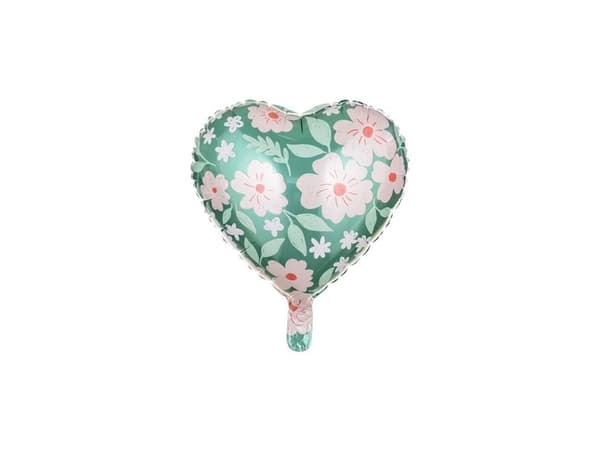 Folieballon hjerte med blomster