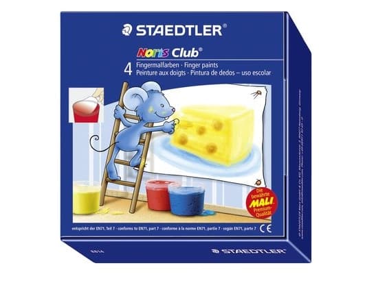 STAEDTLER Noris Club 8801 - Fingermaling - rød, blå, grønn, gul - 100 ml (en pakke 4)