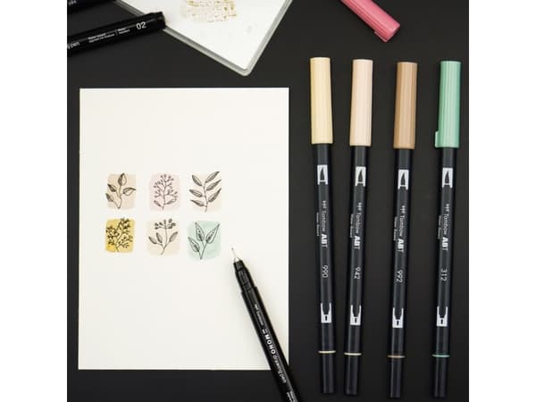 Tombow WS-EFL-H-F-4P, Svart, Fin, Svart, Blå, Vit, Rund, Blåsa, 4 styck