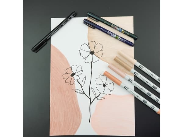Tombow WS-EFL-H-F-4P, Svart, Fin, Svart, Blå, Vit, Rund, Blåsa, 4 styck