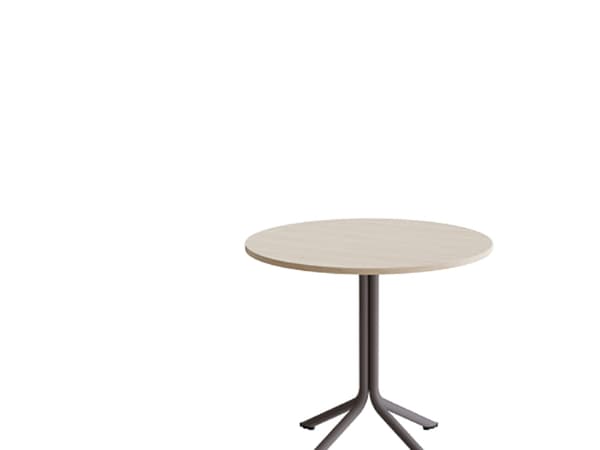 Bord Atlas 1133 Ø800x720mm, Hvidpigmenteret eg med gråt understel