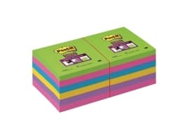 Post-it® Super Sticky Notes assorterede farver, pakke a 12 stk.