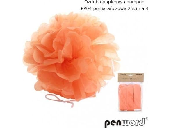 Polsirhurt Oranssi paperipompon 25cm pp04