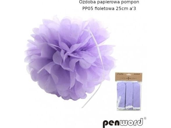 Polsirhurt Pompom papir lilla 25cm pp05