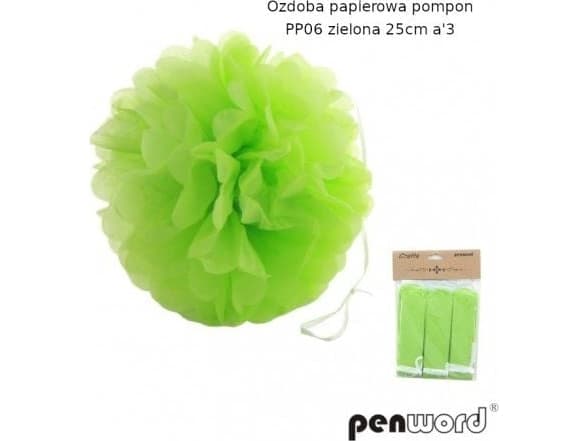 Polsirhurt Pompom papir grønn 25cm pp06