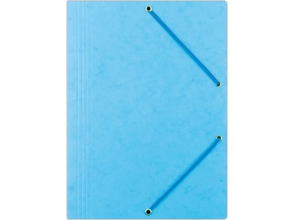 Office Products Folder with elastic band pressboard, A4, 390gsm, 3 flaps, light blue