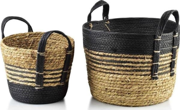 Affek Design BALI SET MED 2 Korgar sjögräs 33x33xH:26/24x24xH:21cm