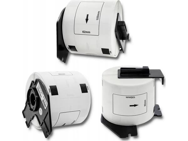 Qoltec-teippi BROTHER DK-11202:lle | 62mm x 100mm | 300 tarraa | Valkoinen/musta painatus | Rulla ja pidike