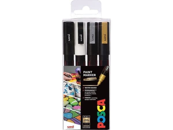 POSCA märkset PC-3M, 4 st. färger, g-s-s-s-h