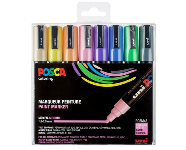 POSCA PC-5M Deep Set, Multifärg, Multifärg, 8 färger, Bold, 8 styck