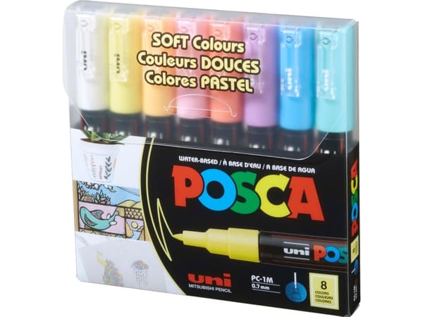 POSCA märkset mjuka färger, PC-1M 8 st.