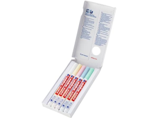 Edding 4085, Ljusblå, Ljusgrön, Ljusrosa, Pastel, Vit, Gul, Stifthylsa, 5 styck