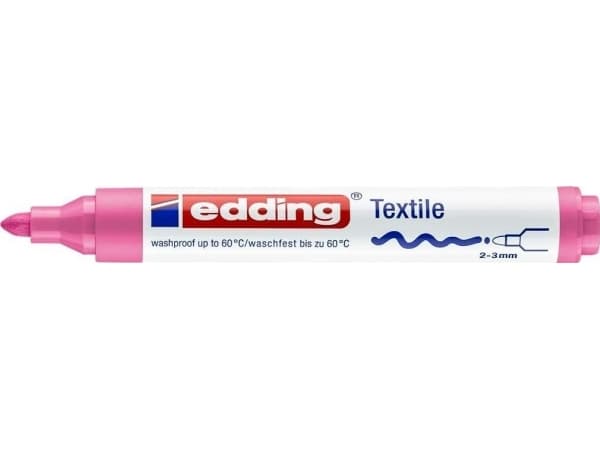 Edding Textielmarker e-4500, Rosa, Rosa, Röd, Vit, 3 mm, Tyg