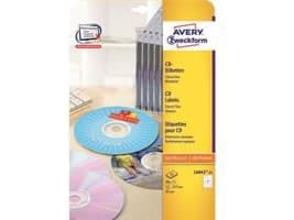 Avery Full Face CD/DVD Label - Blank - bestruket - 50 etikett (er) (25 ark x 2) etiketter