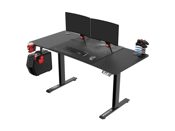 Ultradesk Level V2, Rett, Rektangulær form, Stål, Spilling, Sort, Sort