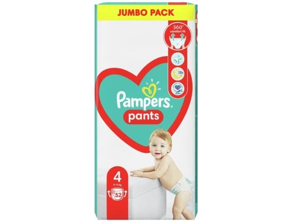 PAMPERS Pants, Size 4, 52 pcs, Diapers, 9-15kg, 81748915