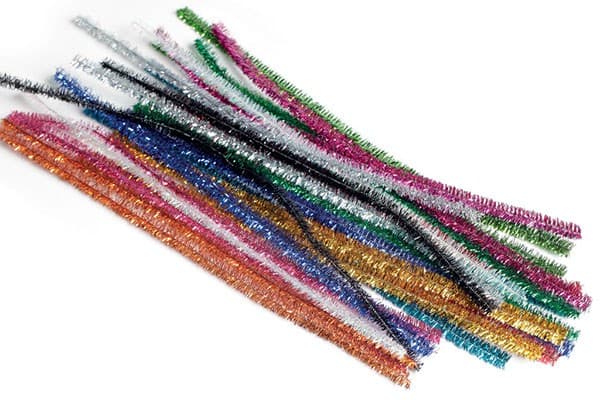 Chenille glitter 8mm x 30cm 24stk ass.
