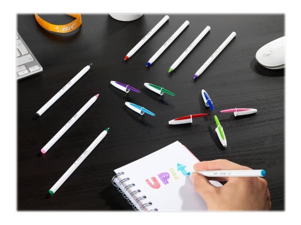 BIC Cristal UP - Kulspetspenna - rosa, ljusgrön, mörklila, turkosblå - 1.2 mm (paket om 20)