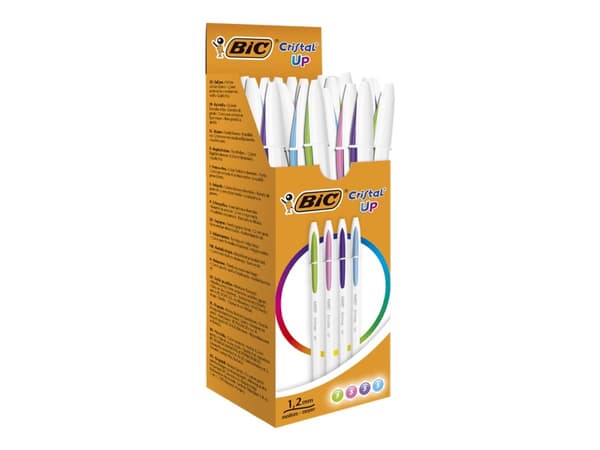 BIC Cristal UP - Kulspetspenna - rosa, ljusgrön, mörklila, turkosblå - 1.2 mm (paket om 20)