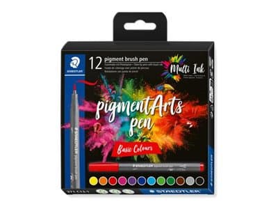 STAEDTLER 371 - Brush pen and fibre-tip pen set - permanent - assorterte farger - fargeblekk - 12 deler