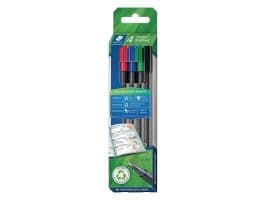 Staedtler 334 RC4, Sort, Blå, Grønn, Rød, Fint, Flerfarget, Polypropylen (PP), Resirkulert plast, Trekant, Vann-basert blekk