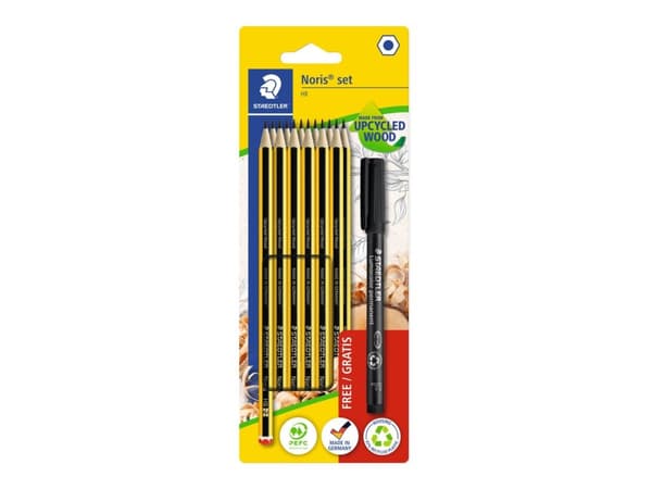 Staedtler Noris Set, Multi, Sort, Gult, Sekskantet, Kunst, Grafisk tegning, Hobby, Kontor, Skole, Technical drawing, Blister, 12 stykker