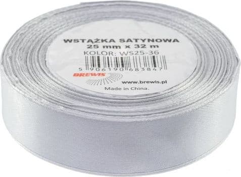 BREWIS Wstążka satynowa BREWIS 25mm/32mm farge 36 srebrny Brewis