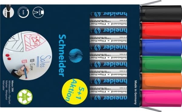 Schneider skrivinstrument whiteboardmarkör Maxx 290 set om 6 assorterade, 5+1 action 129096 whiteboardmarkör 1 st