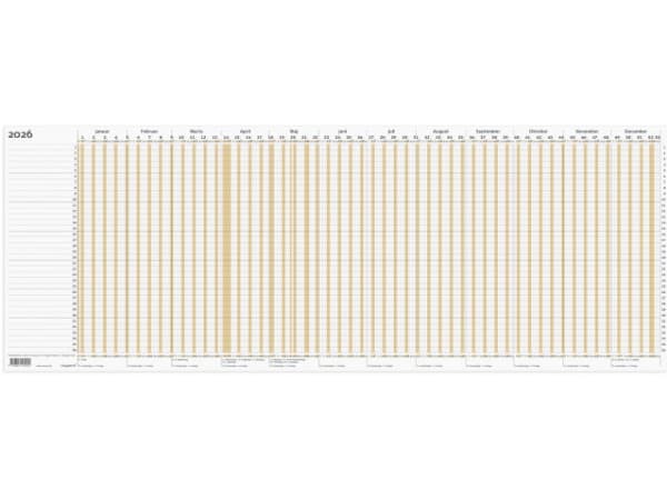 Projektplanner falset t/A4 2026 80x29,7cm brun 26 1050 00