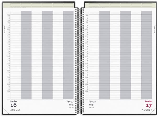 Kalender A4 svart 2025 21x29,7cm 1dag/sida 25 2200 00