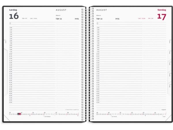 Timekalender m/spiral rød 2025 16,8x23,5cm 25 2180 10
