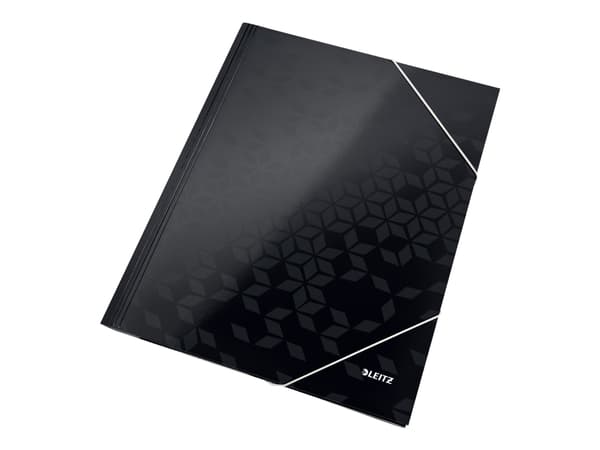 LEITZ hjørnemappe WOW, DIN A4, papp, svart PP-laminert papp, blank, 3 sidebeskyttelsesklaffer, - 1 stk (3982-00-95)