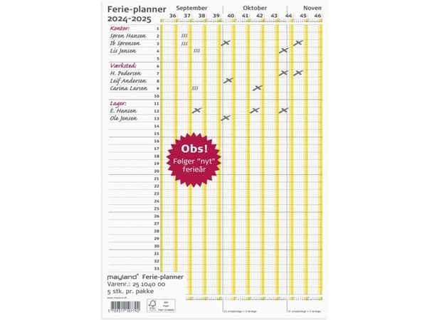 Calendar, Mayland year: 2024/2039, pack of 5 pieces, FSC Mix Credit