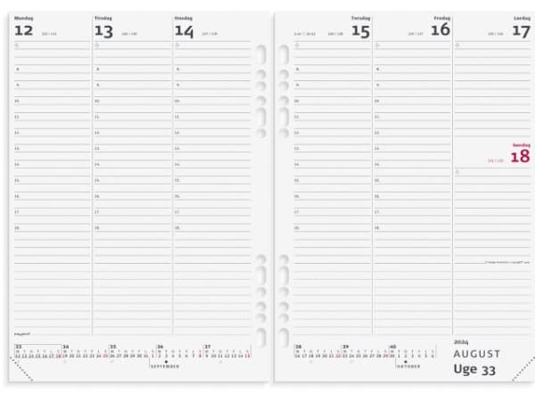 Mayland-Burde Ugekalender System A5 Refill 15x21cm højformat 2024 2950 00