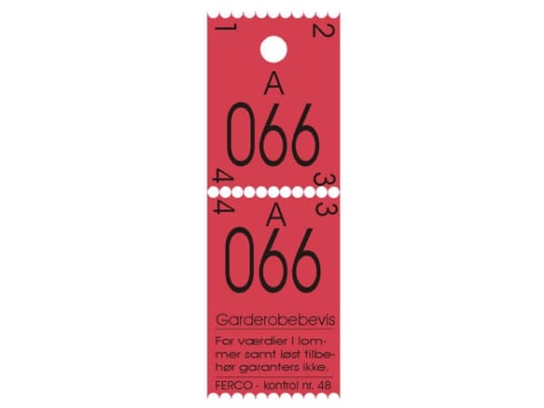Garderobenumre rød 2-delt 48 2x500stk