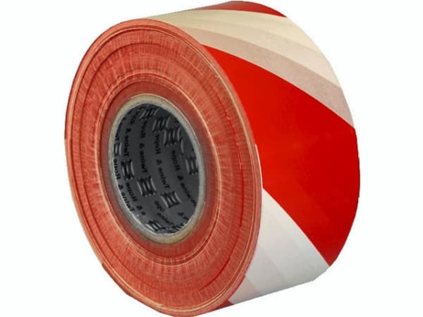 Avspärrningstejp röd/vit 75mmx500m - (500 meter per rulle)