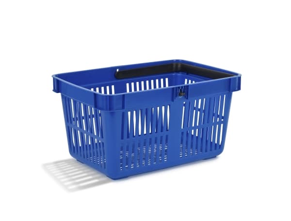 Ostoskori kahvalla sininen 27l