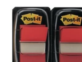 Indeksfaner, Post-it Index, medium, i dobbeltpakke, rød, pakke a 50 ark