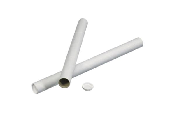 Paprør rund hvid m/låg Ø70x2x650mm - (24 stk.)