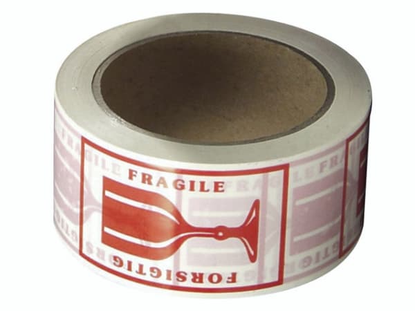 Tape PVC rød tryk 'forsigtig' 48mmx66m - (36 stk.)