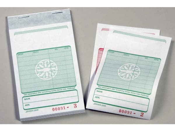 Kasseblok 2641 med grøn tryk carbon 130x85 mm 50 bl m/kopi - (5 stk.)