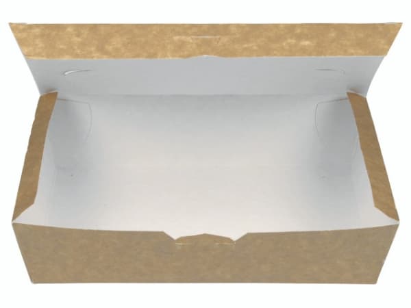 Pølseæske m/hængslet låg stor 20x14x5cm 215g brun 100stk/pak