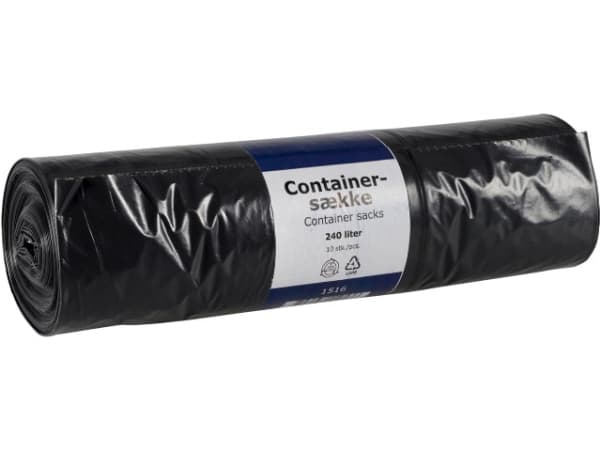 Containersæk plastik sort 1240x1510mm 240l - (10 stk.)