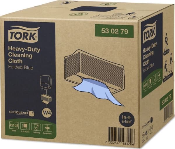 TORK rengöringsservetter för alla ändamål, 415 x 355 mm, blå 1-lagers, non-woven servetter, perforerade, extra starka, - 1 st (530279)