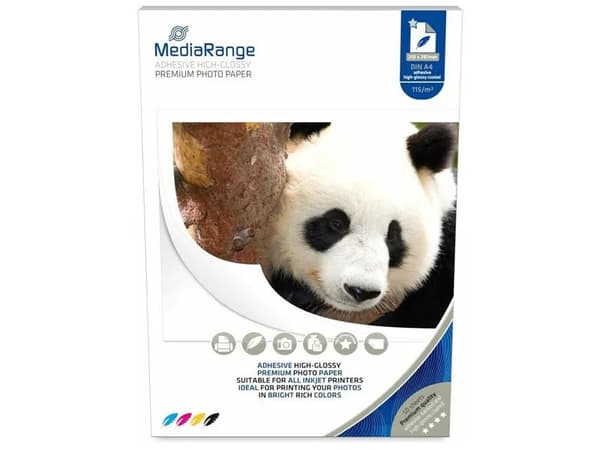 MediaRange MRINK119, Høy-glans, 115 g/m², Blekkdyse, A4, 21x29.7 cm, Hvit