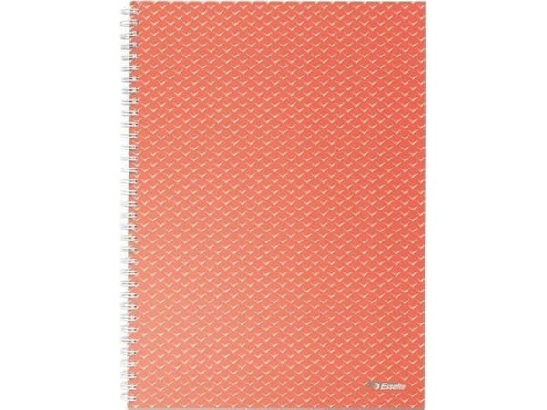 Esselte Colour'Breeze - Notisbok - spiralbundet - A5 (148 x 210 mm) - 80 ark / 160 sider - rutet - 2 hull - coral - kartong
