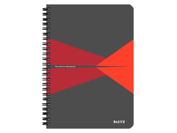 Leitz Office - Notisbok - spiralbundet - A5 - 90 ark / 180 sider - rutet - rød - kartong, polypropylen (PP)