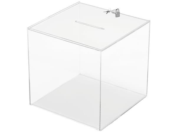 Deflecto Toimintalaatikko, jossa aukko, lukko Kirkas (L x K x S) 300 x 300 x 300 mm 1 kpl