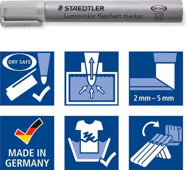 STAEDTLER Lumocolor blädderblocksmarkör 356B, svart Linjebredd: 2,0 - 5,0 mm, mejselspets, påfyllningsbar (356 B-9)