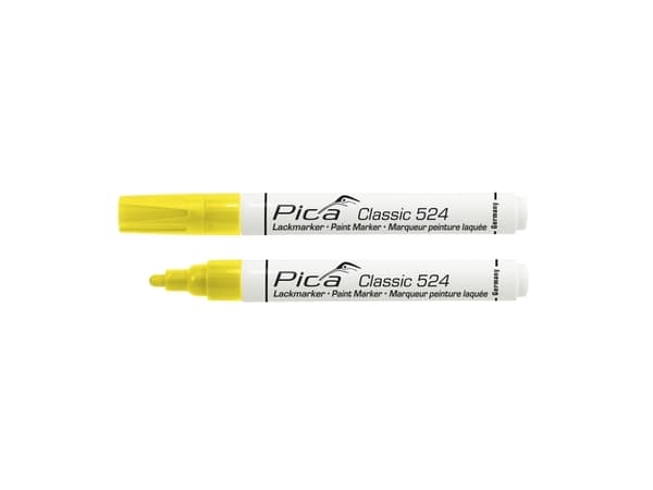Pica markeringspenna gul - Klassisk industrifärgspenna med rund spets 2-4 mm